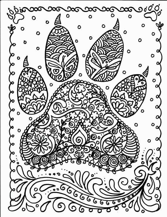 Dog Coloring Book Page Fresh Instant Download Dog Paw Print You Be The Artist By Dier
