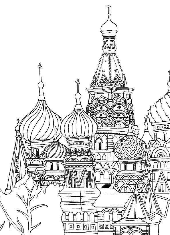 Print Saint Basil Cathedral Red Square Moscow Kleurplaat Abstracte Kleurplaten Gratis