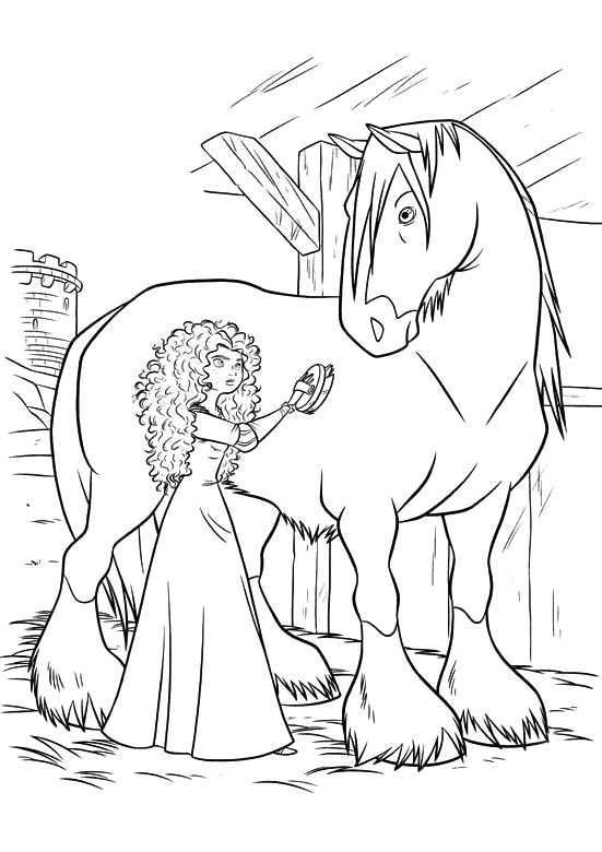 Princess Merida With Horse Coloring Pages Kleurplaten Disney Kleurplaten Doodles