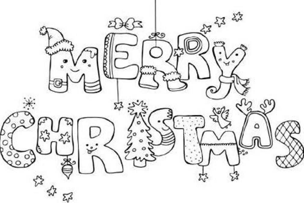 Merry Christmas Happy Letters Kerstkleurplaten Gratis Kleurplaten Kerstmis Kleuren