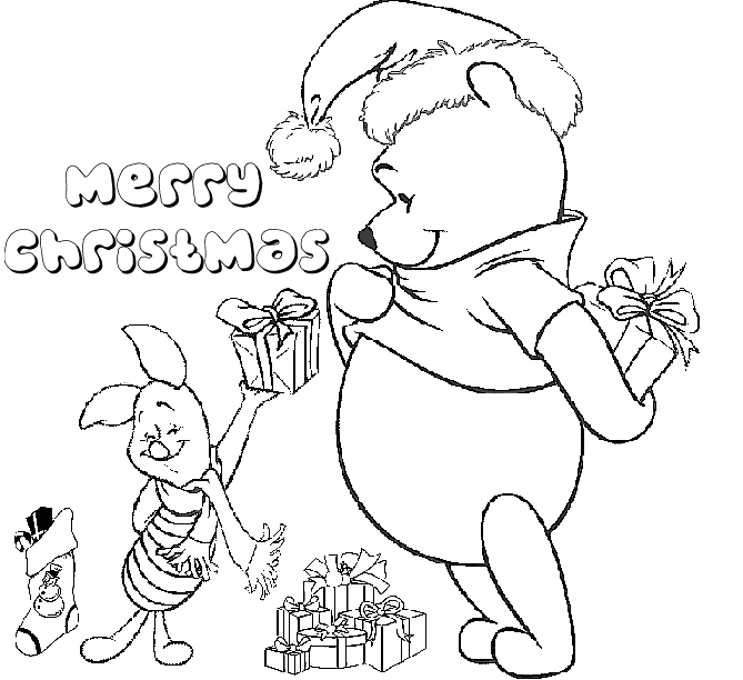 Winnie The Pooh Merry Christmas Coloring Page Christmas Coloring Pages Kidsdrawing Fr