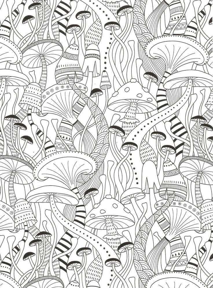 Mushrooms Coloring Page For Adults Crafting Style Kleurplaten Kleurplaten Voor Volwas