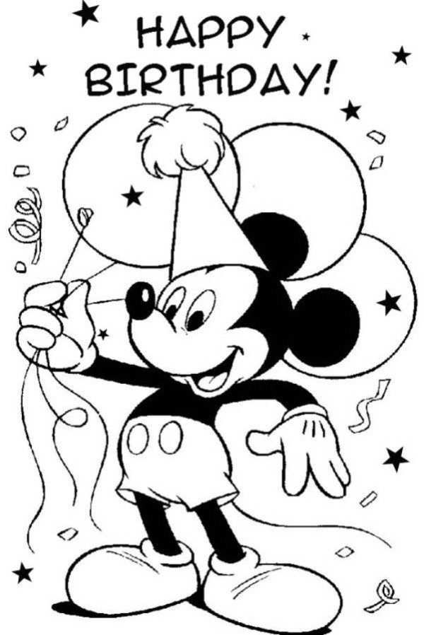 Mickey Mouse Disney Happy Birthday Coloring Pages Kerstkleurplaten Kleurplaten Voor K