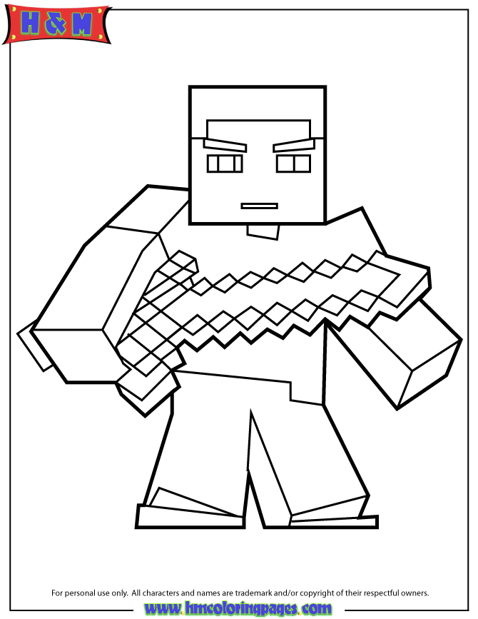 Http Www Hmcoloringpages Com Wp Content Uploads Herobrine With Sword Coloring Page Gif Minecraft Steve Coloring Pages Minecraft Coloring Pages