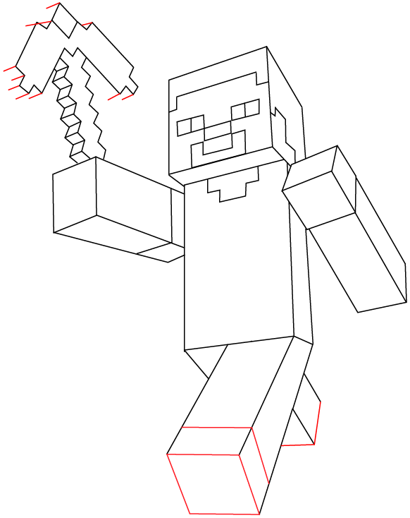 How To Draw Steve With A Pickaxe From Minecraft With Easy Step By Step Drawing Tutori