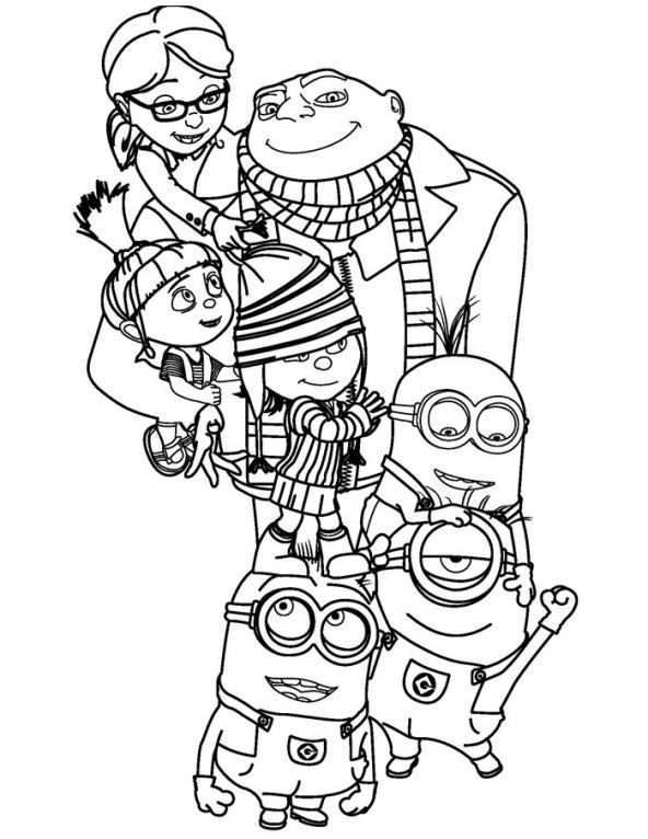 Coloring Page Despicable Me Gru Agnes Edith Margo Minion Coloring Pages Minions Color