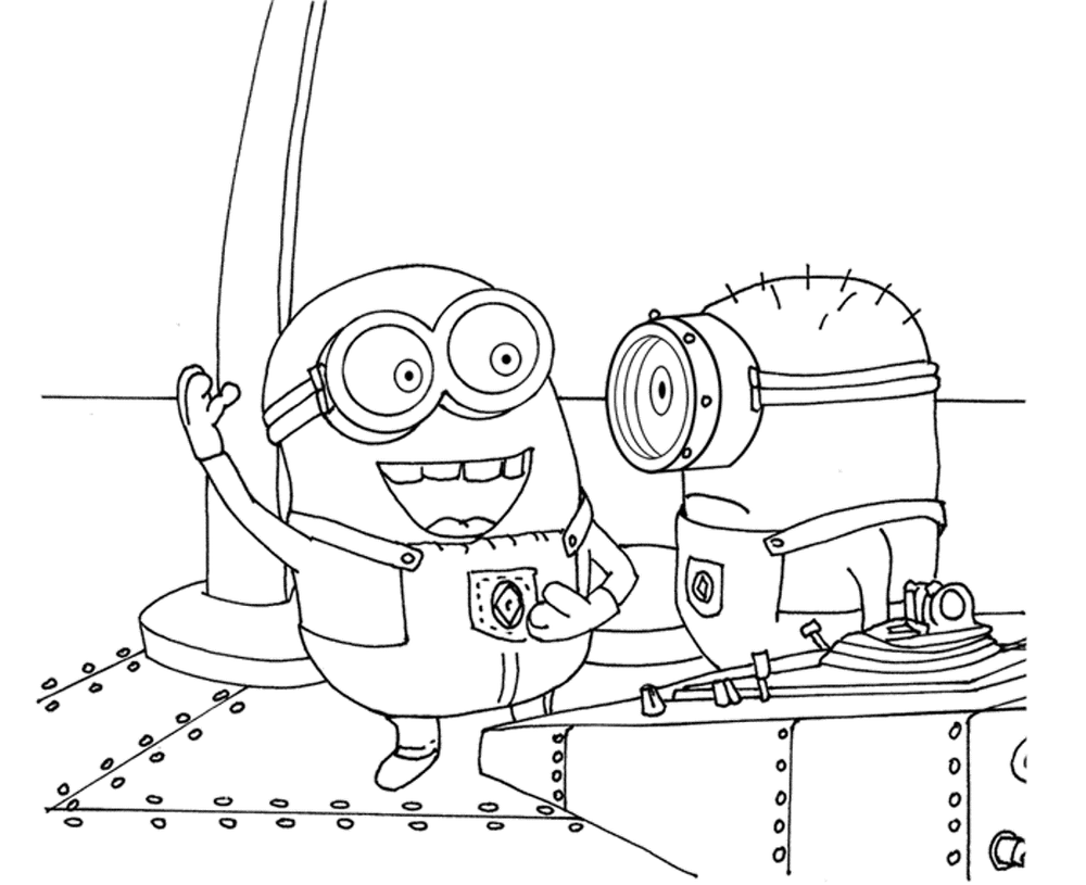 Minions Kleurplaten Stuart Bob Werken Kleurplaten Gratis Kleurplaten Minions