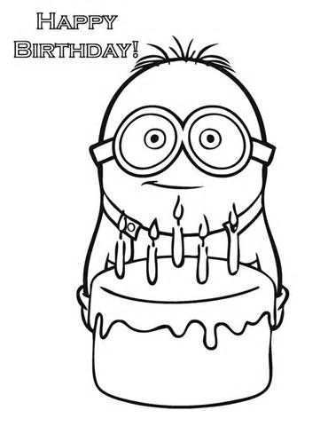 Schattige Kleurplaten Google Search Happy Birthday Coloring Pages Minion Coloring Pag