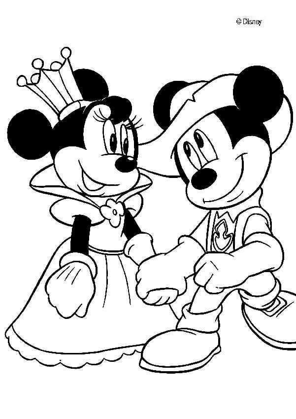 Free Minnie Mouse Printables Mickey Mouse Coloring Pages Queen Minnie And Knight Mickey Mouse Disney Kleurplaten Kleurplaten Kleurboek