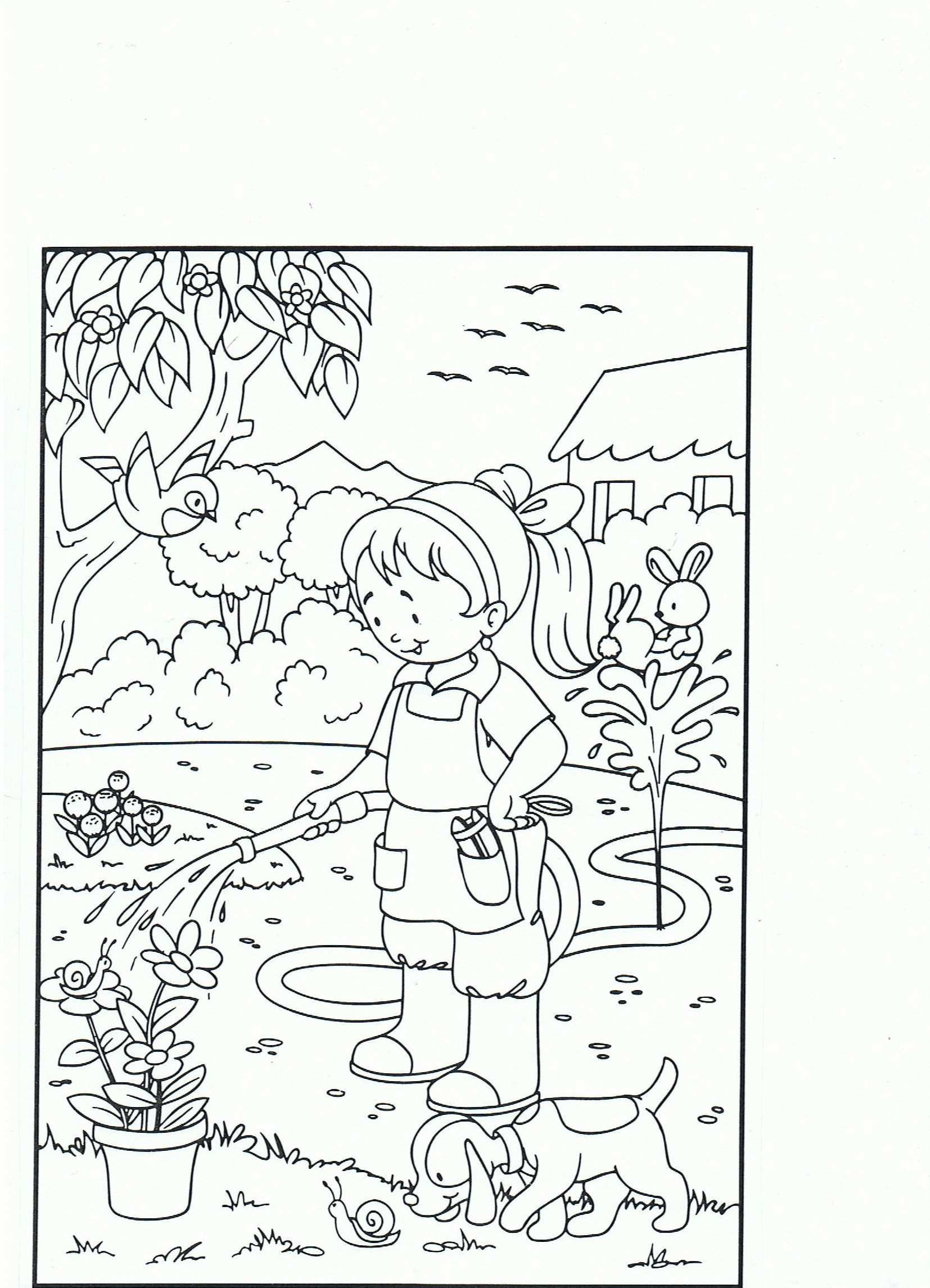 Planten Water Geven Farm Coloring Pages Garden Coloring Pages Spring Coloring Pages