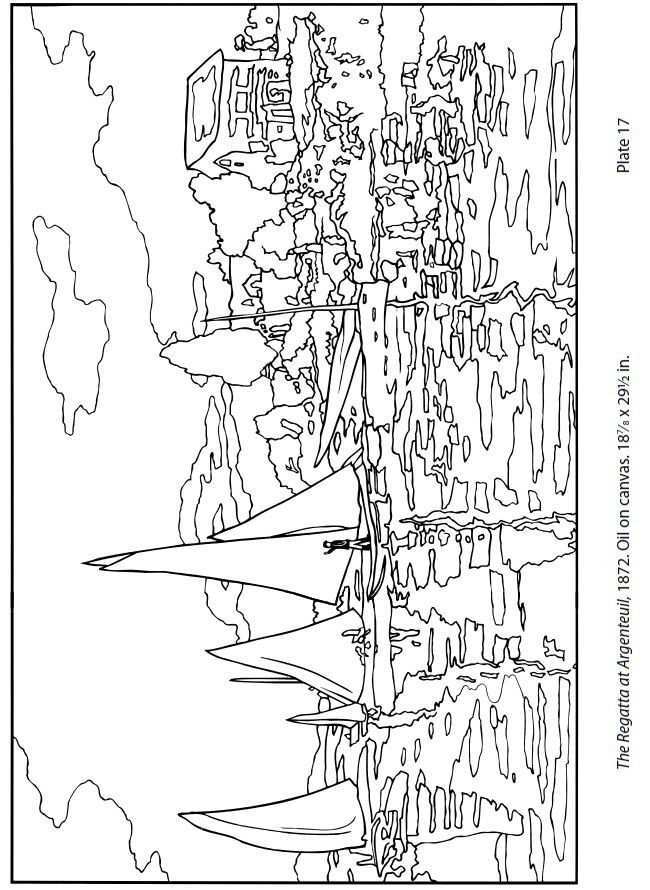 Free Monet Coloring Page The Regatta At Argenteuil By Monet Cc Cycle 2 Week 16 Colori