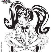 Draculaura Seated Cross Legged Coloring Pages For Girls Cartoon Coloring Pages Cute C