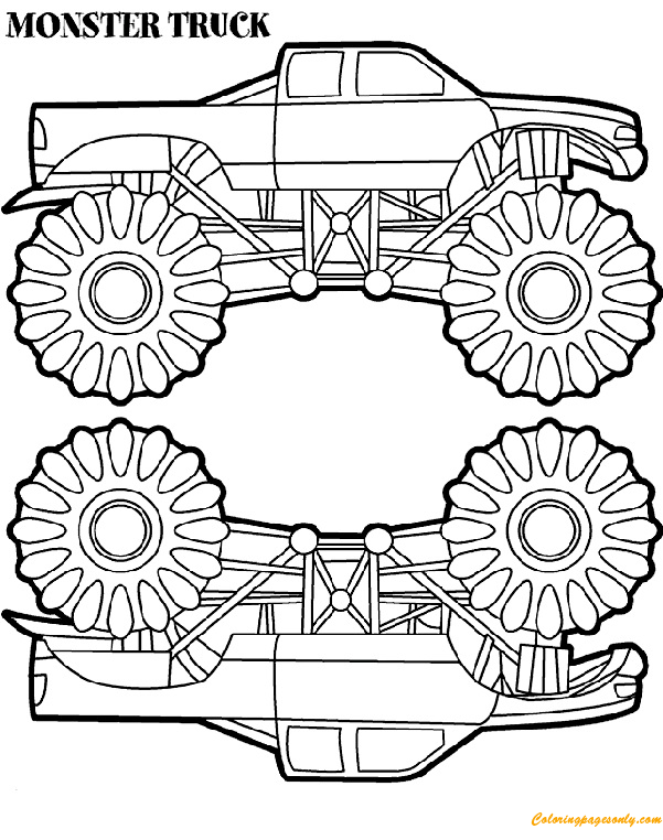 Two Monster Truck Coloring Page For Boys They Like Monster Truck That Has A Special P