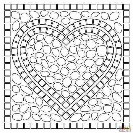 Pin By Helma Elzer On Mosaic Free Mosaic Patterns Mosaic Patterns Heart Coloring Page