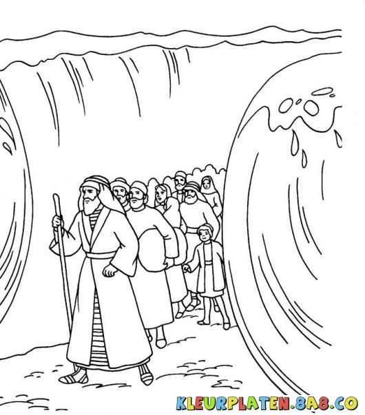 Mozes Door De Rode Zee Sunday School Coloring Pages Bible Coloring Pages Sunday Schoo