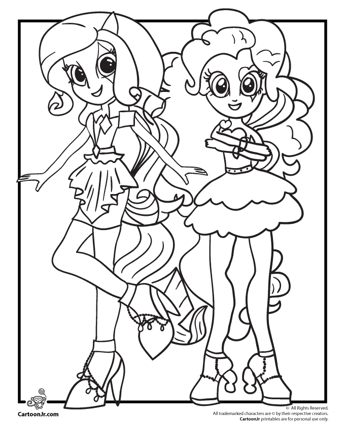Rarity And Pinkie Pie From My Little Pony Equestria Girls Coloring Page My Little Pon