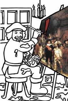 Kleurplaat Nachtwacht Rembrandt Schlidert Kidsnfunkids N Fun Kleurplaat Rembrandt Rem