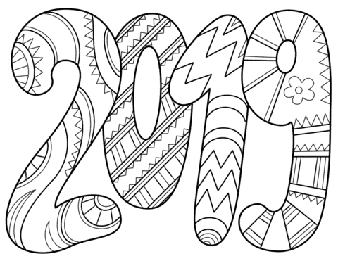 2019 Text Coloring Page New Year Coloring Pages Free Printable Coloring Pages Printab