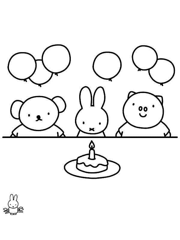 Miffy S Birthday Knutselen Nijntje Kleurplaten Voor Kinderen Kleurplaten