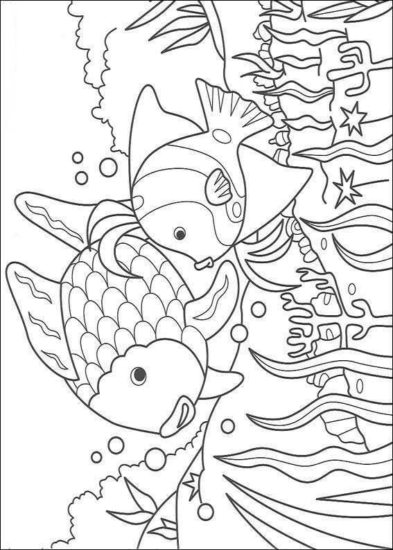 Kleurplaat Mooiste Vis Van De Zee The Rainbow Fish Dieren Kleurplaten Boek Bladzijden