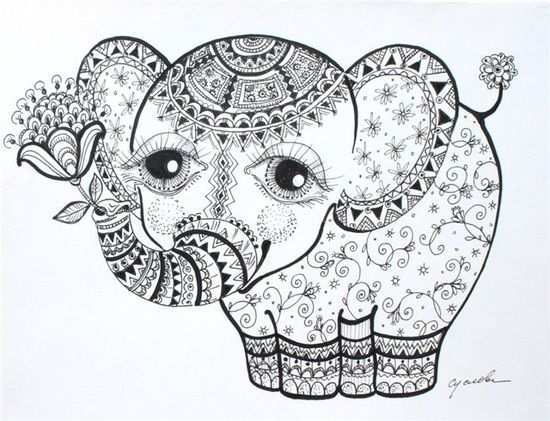 Elephant Calf Elephant Coloring Page Animal Coloring Pages Mandala Coloring Pages