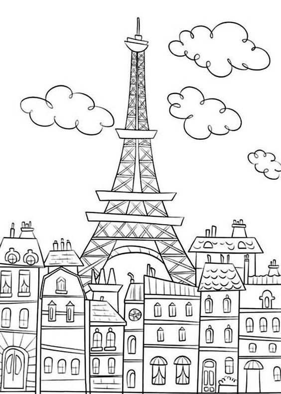 Eiffeltoren Kleurplaten Adult Coloring Pages Parijs Tekening