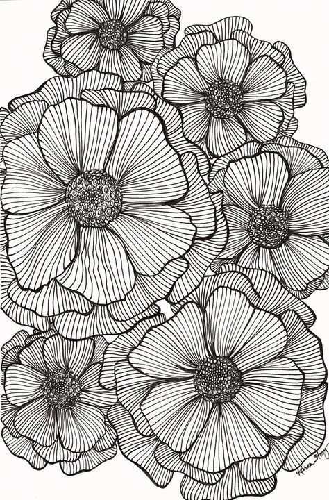 Pen Flowers Bloemen Tekenen Zentangle Patronen Kleurplaten