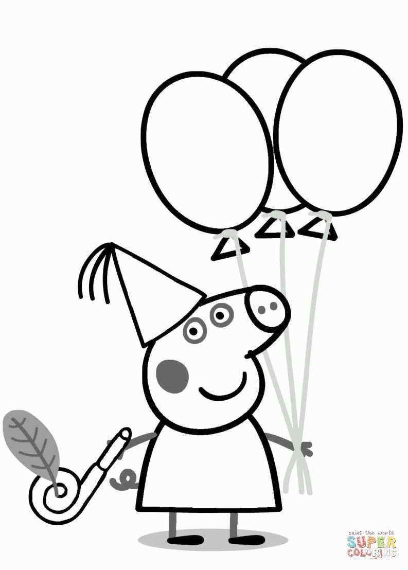 Peppa Pig Coloring Book Awesome Peppa Pig With Ballons Coloring Page Peppa Pig Colori