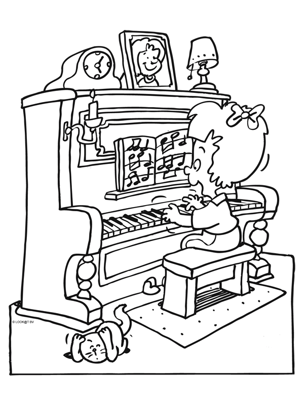 Kleurplaat Meisje Speelt Orgel Muziek Basisschool Muziek Piano Spelen