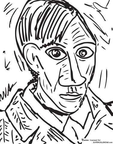 Self Portrait 1907 By Pablo Picasso Coloring Page Free Printable Coloring Pages Pablo