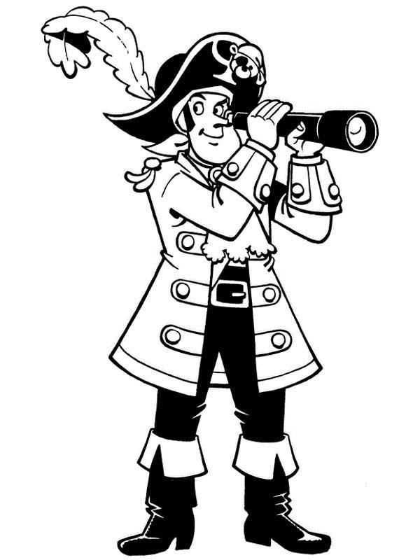 Piet Pirate Using Telescope Coloring Pages Piraten Kleurplaten Gratis Kleurplaten