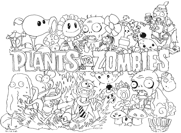 Plants Vs Zombies Coloring Pages For Kids Paginas Para Colorir Da Disney Zombies Colo