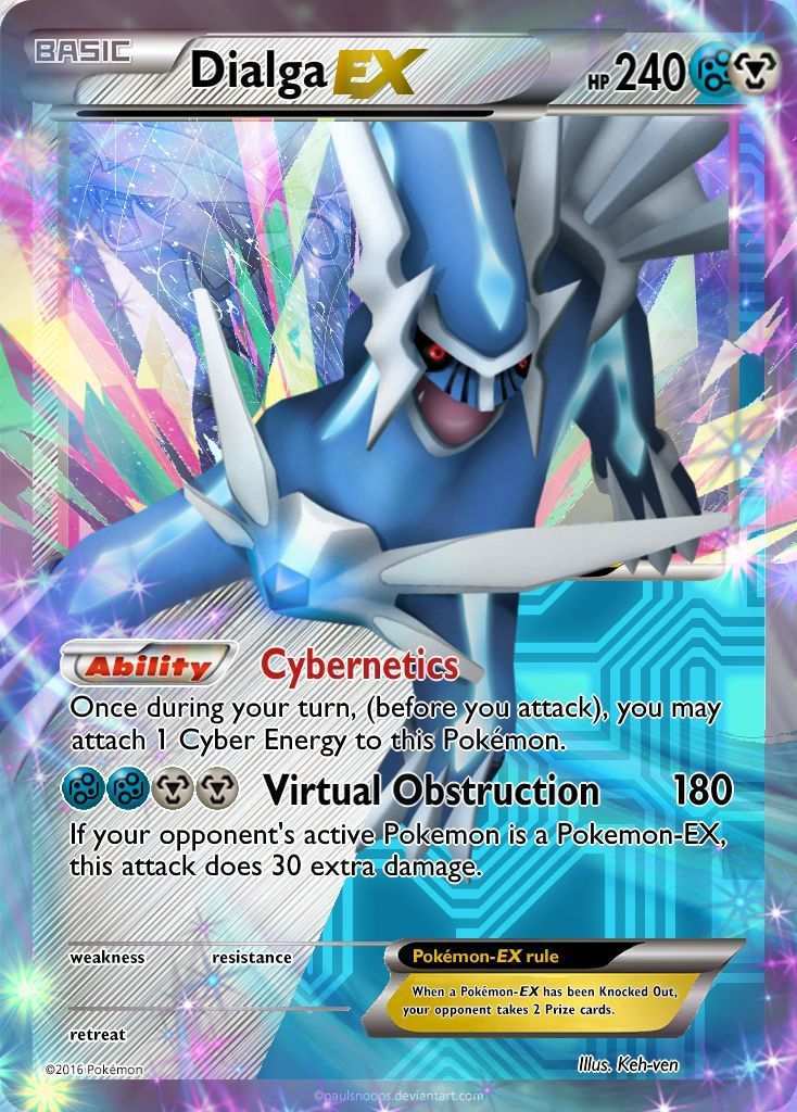 Dialga Ex Custom Pokemon Card By Kryptixdesigns Pokemon Cards Cool Pokemon Cards Poke