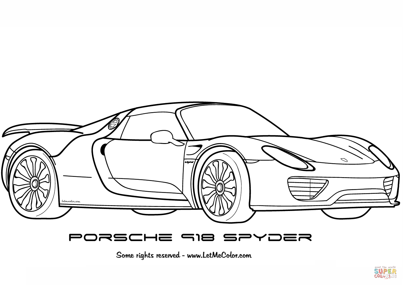 Porsche 918 Spyder Super Coloring Cars Coloring Pages Coloring Pages Race Car Colorin