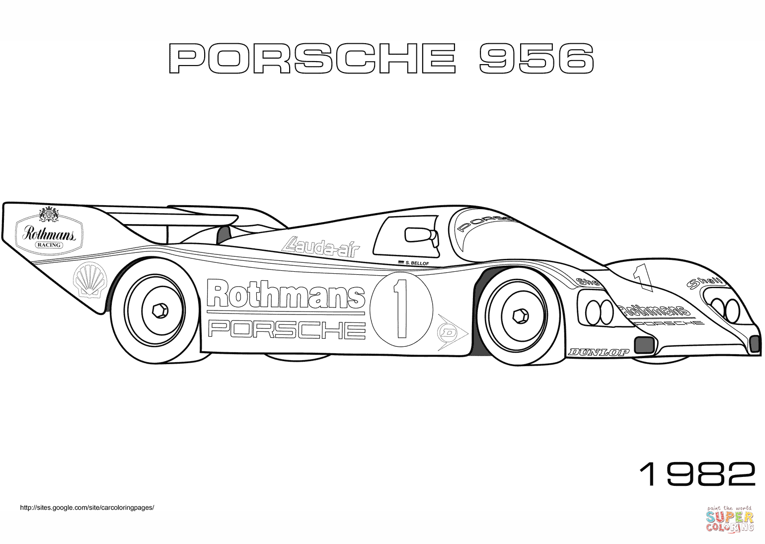 1982 Porsche 956 Coloring Page Png 1 540 1 095 Pixels Kleurplaten Auto