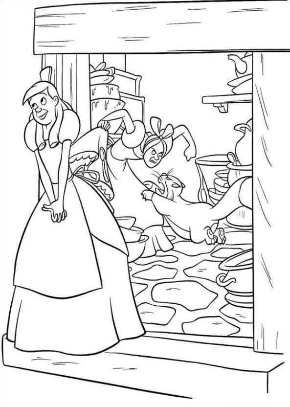 Print Assepoester En De Prins Kleurplaat With Images Cinderella Coloring Pages Disney