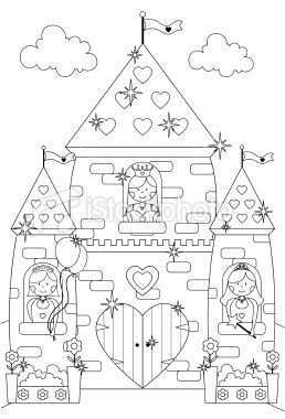 Fairytale Sparkly Castle And Princess Characters To Color In Prinsessen Ridders Knuts