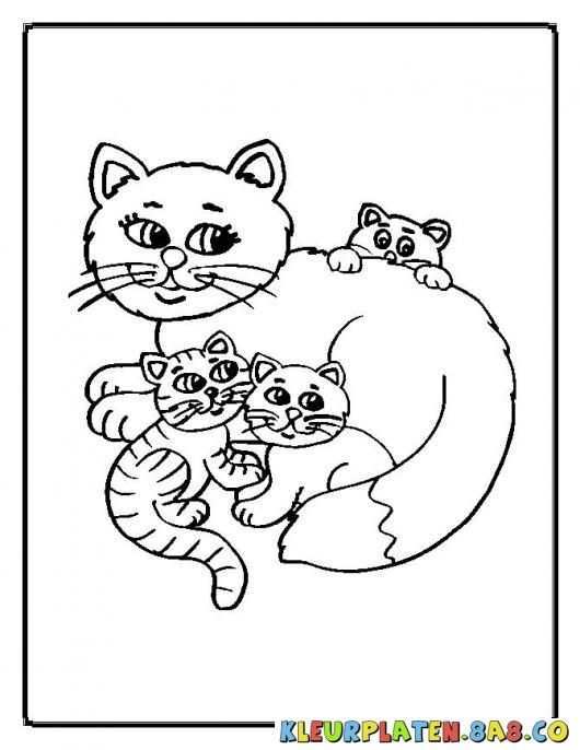 Free Digital Stamo Dog Kleurplaten En Kleur Een Kat Met Hun Kinderen Cat Coloring Pag