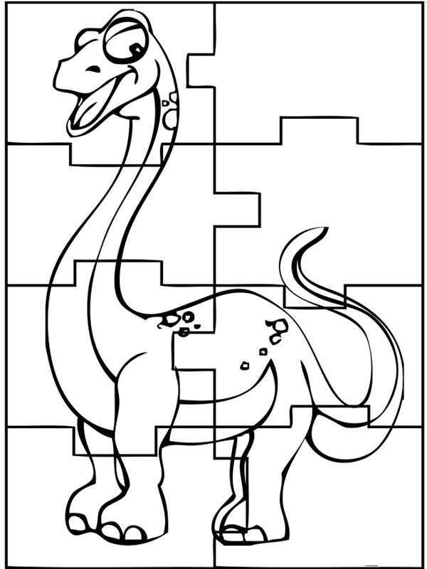 Kleurplaat Dinosaurus Puzzel Dinosaurus Werkbladen Knutselen Dinosaurus