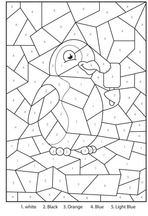 Free Printable Penguin At The Zoo Colour By Numbers Activity For Kids Preschool Activ