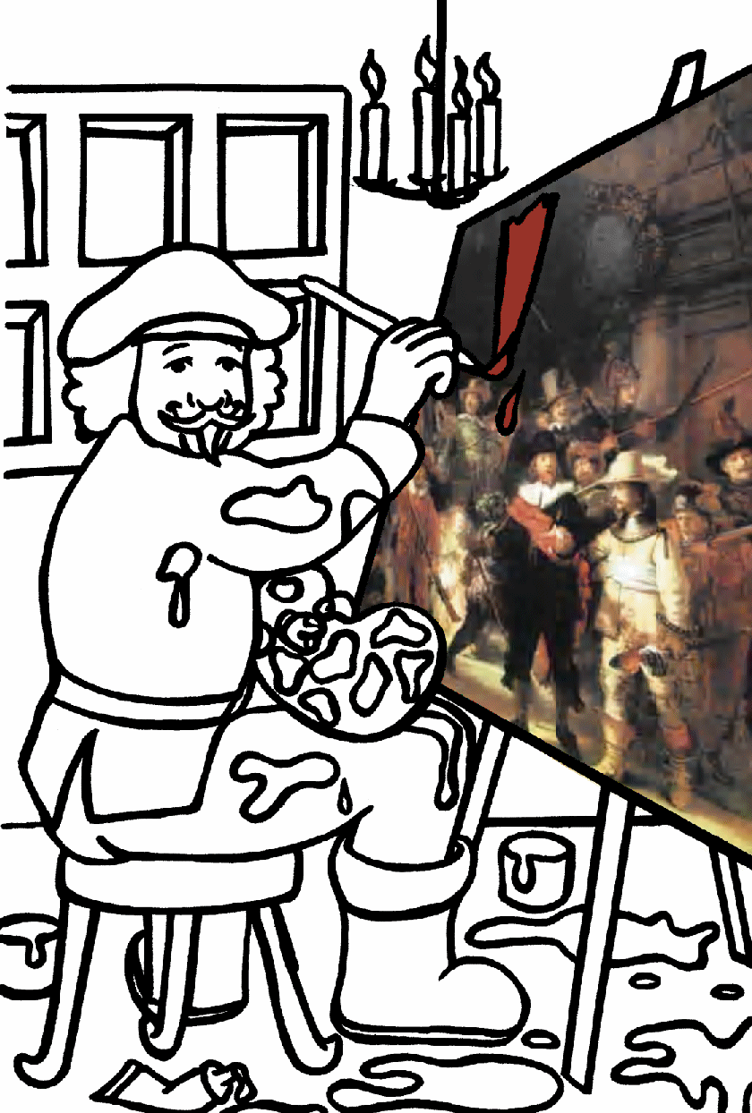 Kids N Fun Kleurplaat Rembrandt Rembrandt Schlidert Nachtwacht Rembrandt Knutselen Th