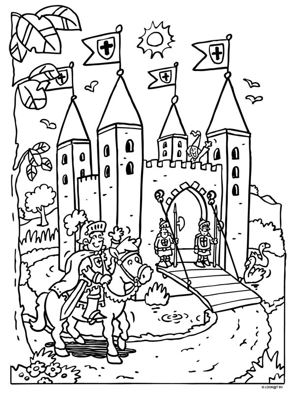 Castle Colouring In Page Ridders Middeleeuwse Ridder Kleurplaten