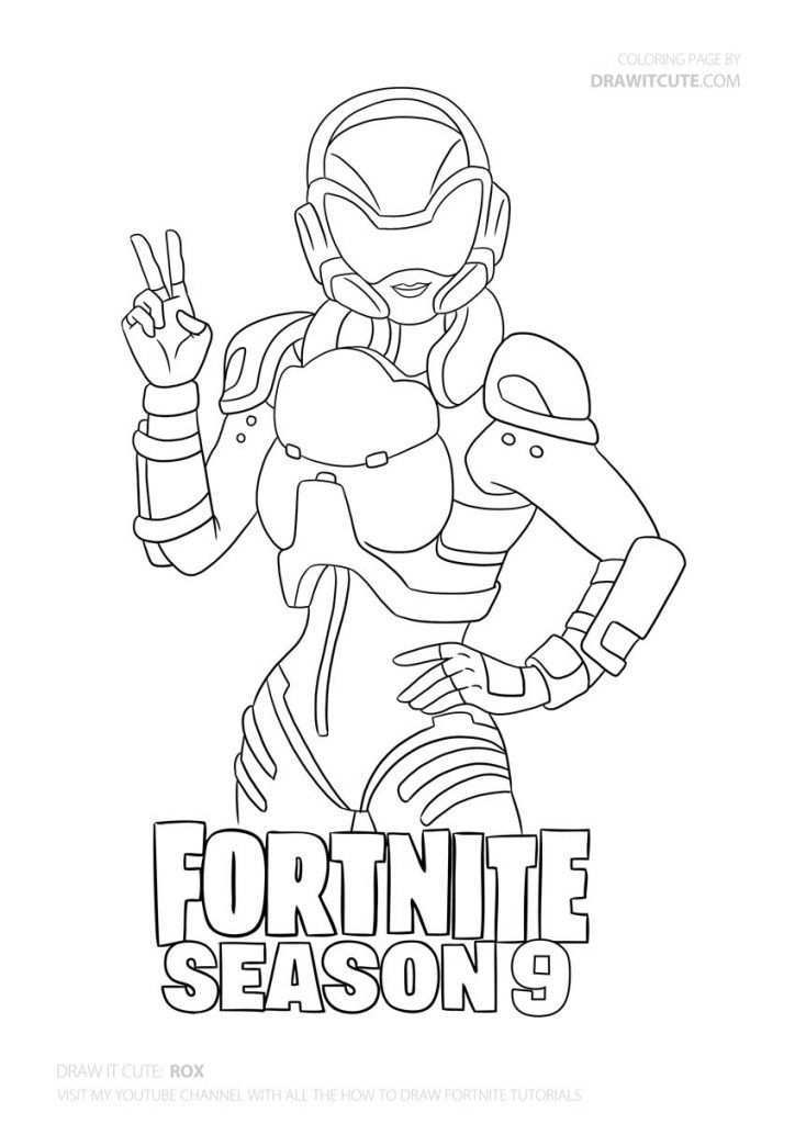 How To Draw Rox Fortnite Season 9 Step By Step Drawing Tutorial With Coloring Page Dr