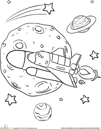 Rad Rocket Ship Worksheet Education Com Ruimte Thema Kleurplaten Planeten