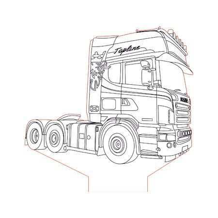 Scania Truck 2 3d Illusion Lamp Plan Vector File For Cnc 3bee Studio 3d Illusions 3d