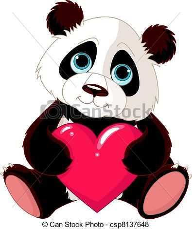 Vector Schattig Panda Hart Stock Illustratie Royalty Vrije Illustraties Stock Clip Ar
