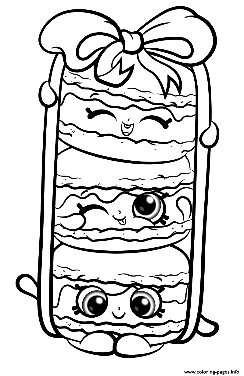 Print Stack Le Macarons From Shopkins Season 8 Coloring Pages Shopkins Colouring Page
