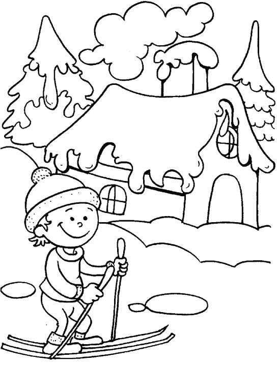 Winter Is The Time To Take A Ski Ride Coloring Page Christmas Coloring Pages Coloring