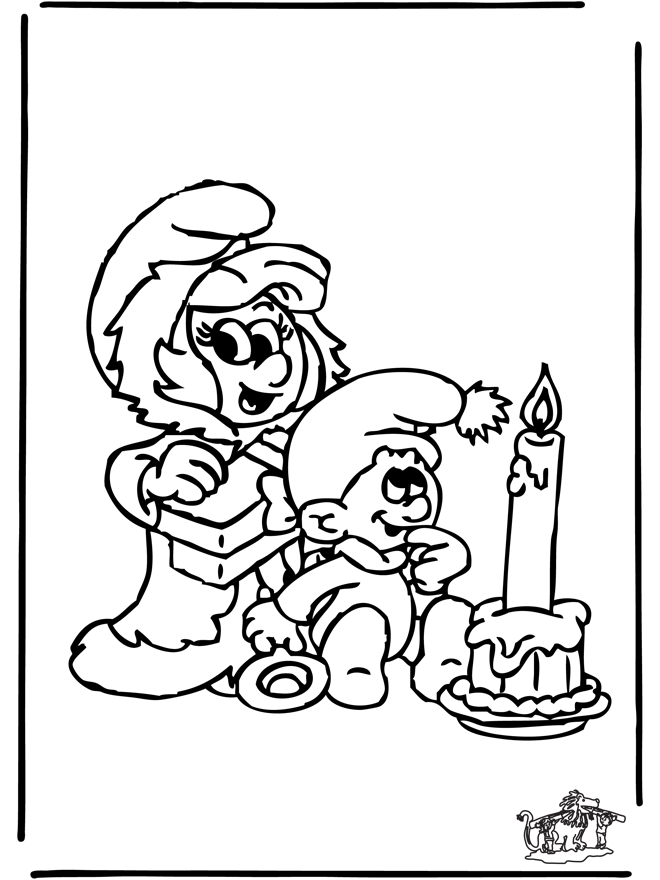 Smurf Christmas Coloring Page Kleurplaten Kerst