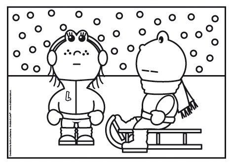 Frokkie En Lola In De Sneeuw Op De Slee Winter Kleurplaat Inkleur Winter Kleurplaten